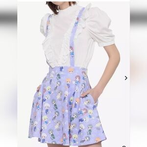 Hot Topic Pastel Blue Fruits Basket Chibi Characters Suspender Skirt Size M NWT